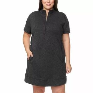 NEW LEGENDARY OUTFITTERS Quarter Zipper Knit Dress with Pockets Medium Charcoal